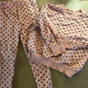 Pink Chicken Kids Pajama Set with Heart Design